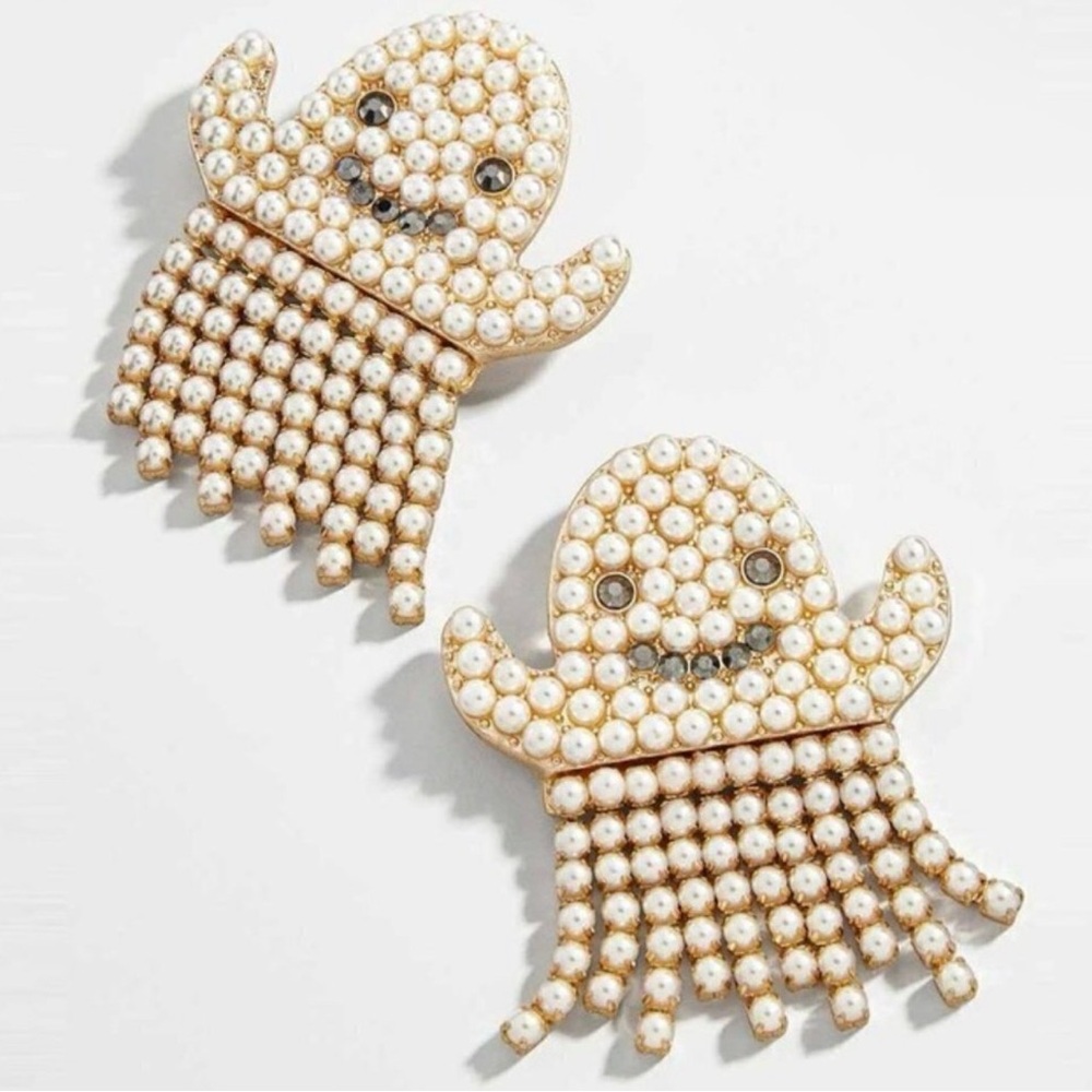 BAUBLEBAR Ghost Dangle Earrings Imitation Pearl‎ Fringe Casper Halloween